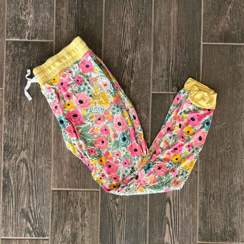 Little Sleepies Floral Jogger Pants - Yellow & Pink
